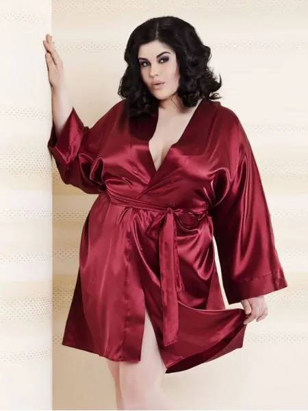 Жіночий короткий атласний халат Dkaren 90 Plus 5XL