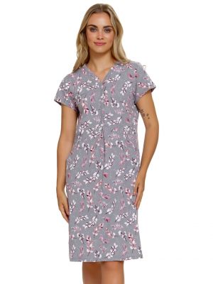 На картинке изображено - Женская комфортная ночная сорочка / домашнее платье с застежкой на кнопках Doctor Nap TCB 5271 | фото 1
