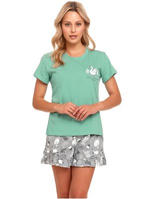 На картинке изображено - Женская летняя хлопковая пижама / домашний комплект с узорчатыми шортами Doctor Nap PM.4422 | фото 1