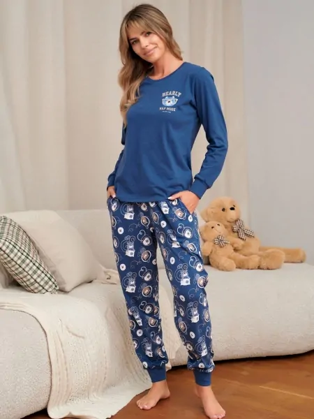 Doctor Nap PM 7510 Women's Pyjama Set with Cuffs, Pockets and a Playful Print