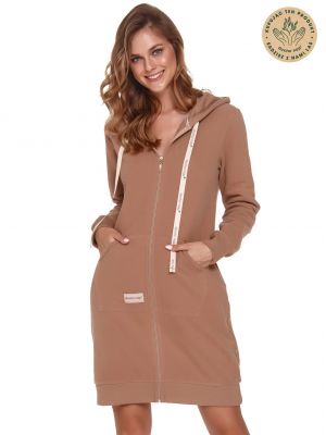 Теплий жіночий бавовняний халат із зачісом довжиною до коліна Doctor Nap SMZ 9756