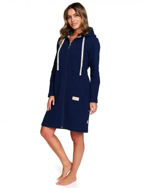 Women's warm short cotton zip-up robe with hood and pockets Doctor Nap SMZ 7364
