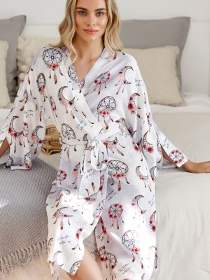 text_img_altWomen's short dressing gown in bamboo viscose with an exotic pattern Doctor Nap SWW 4590text_img_after1