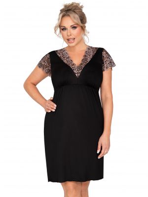 Комфортна та елегантна жіноча нічна сорочка / домашня сукня прикрашена золотистим мереживом Donna Emma Plus