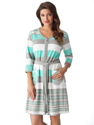 Women's terry cotton dressing gown with a zipper Dorota FR-070