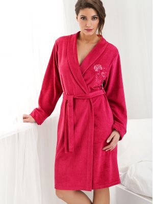 Women's soft cotton dressing gown with a collar Dorota FR-107