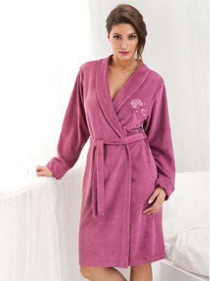 Women's soft cotton robe with collar Dorota FR-107 3-4XL