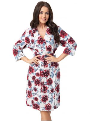 text_img_altWomen's short dressing gown in thick cotton with floral pattern and pockets Dorota FR-345text_img_after1