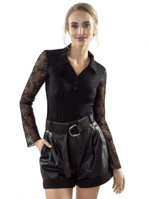 На картинці зображено - Жіноча стильна блузка з мереживними рукавами та коміром Eldar Sybilla | фото 1