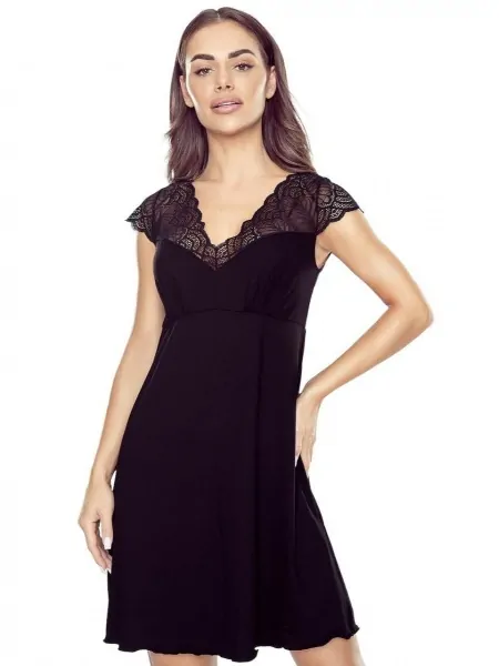 Eldar Britney Viscose Nightgown - Lace Sleeves and Striking Open Back
