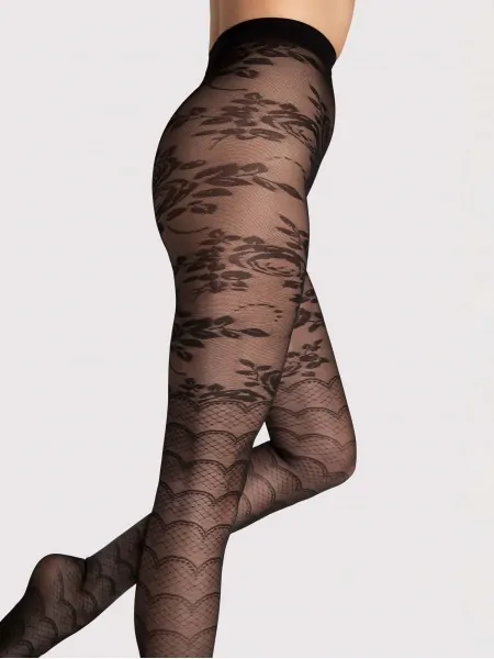 Fiore Aquarius 30 DEN Patterned Tights with Botanical Motif – Nature & Style Harmony