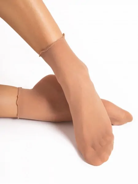 Women's thin classic no-pressure footsies with rolled elastic edge Fiore Press Less 15 den