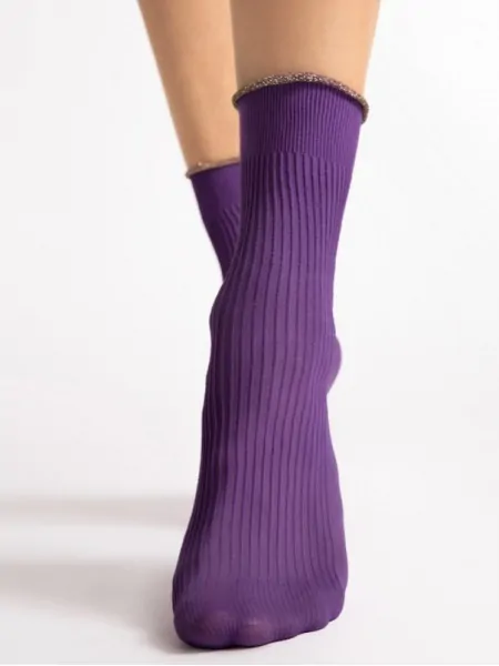 text_img_altFiore Sassy 40 DEN Women's Socks, Ribbed, with a Shimmering Lurex Edge, Purpletext_img_after1
