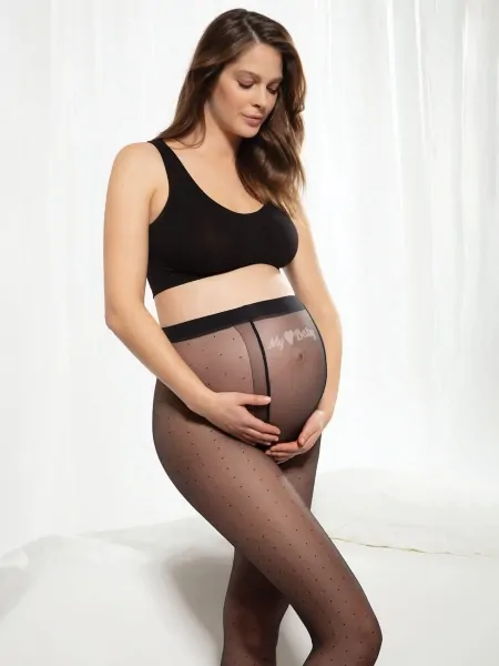Black maternity tights with a small dot pattern Gatta GB Body Protect 20 DEN