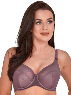 Semi-Soft Purple Striped Bra with Cotton Lining – Gaia Sonia 1058 Fiolet