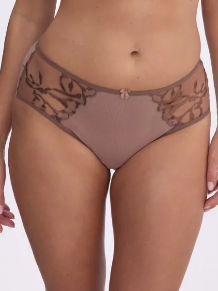 Gaia 1381 Aymara Women's Briefs in Cocoa with Tulle and Embroidery