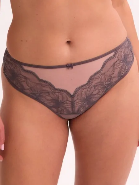 Powder pink women's Brazilian panties with violet lace Gaia 1315 Liora