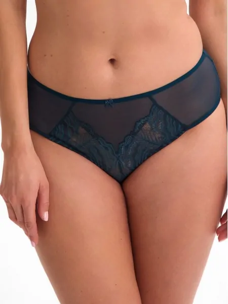 Dark blue semi-transparent lace women's slip panties Gaia Isla 1228 Turkus