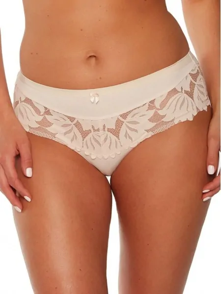 Women's beige slip panties with delicate lace trim Gaia Keto 1134