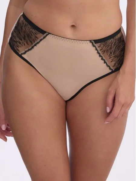 Gaia Isabela 1378 Brazilian Briefs, Black Embroidery on Nude Tulle