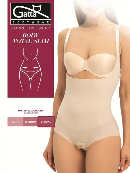 На картинке изображено - Моделирующее боди Gatta Body Total Slim под собственный бюстгальтер, STRONG, телесное | фото 1