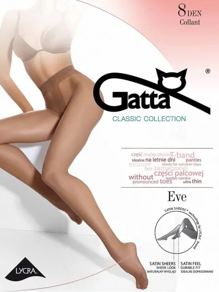 Thin women's tights Gatta Eve Lycra mat 8 den 5-XL Thin women's tights Gatta Eve Lycra mat 8 den 5-XL