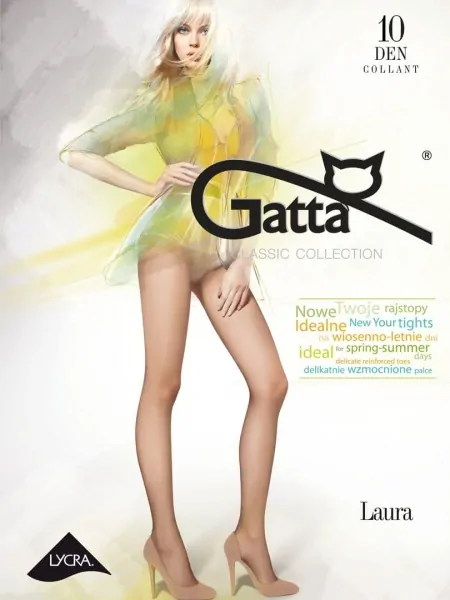 На картинке изображено - Женские тонкие полуматовые классические колготы Gatta Laura 10den 5-XL | фото 1