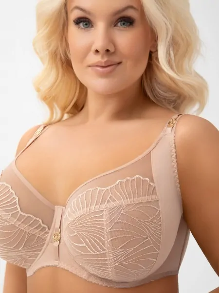 Gorsenia G007 Lotta Almond Soft Lace Bra — Support for Large Sizes Gorsenia G007 Lotta Almond Soft Lace Bra — Support for Large Sizes