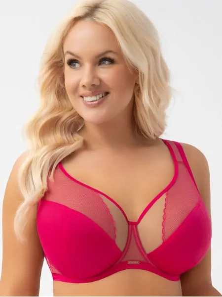 Gorsenia K441/1 Luisse Soft Bra - amaranth color with mesh decor and wide straps