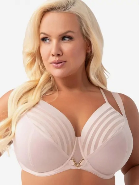 Beige Soft closed bra with double straps Gorsenia K810 Yoko