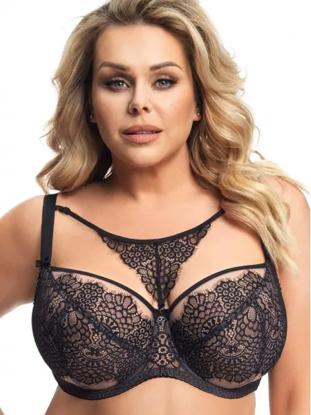 Luxurious unpadded lace bra with choker Gorsenia Ravenna K677 Luxurious unpadded lace bra with choker Gorsenia Ravenna K677