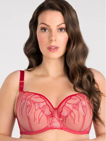 Красный бюстгальтер с роскошной вышивкой Gorsenia K828 Creazy Heart