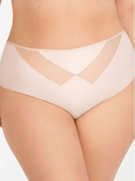 Women's beige slip-on panties with a high waist Gorsenia K566/1 Vicky