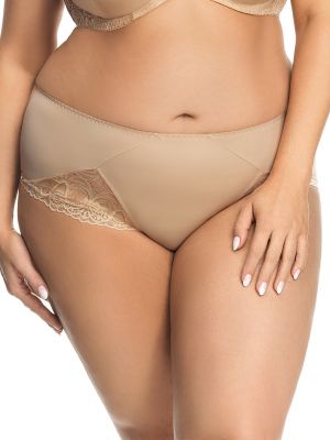Women's midi panties with lace Gorsenia K426 Casablanca beige