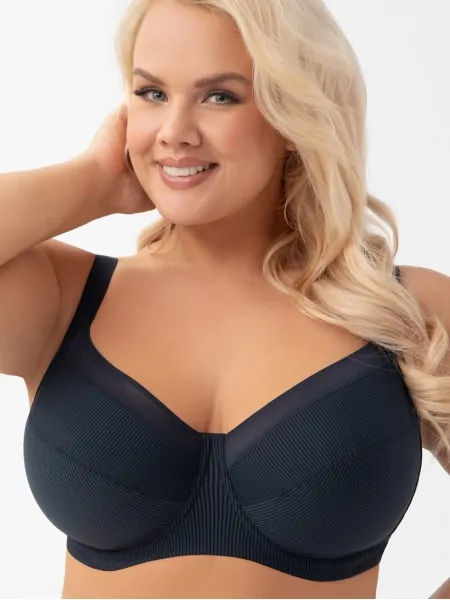 Мягкий закрытый бюстгальтер на косточках из ткани в рубчик Gorsenia K974 Anika