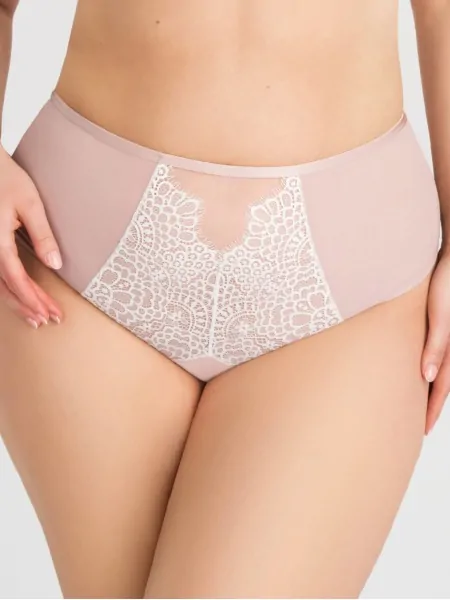 Women's High-Waist Nude Lace Briefs Gorsenia K853 Romantic Vibe
