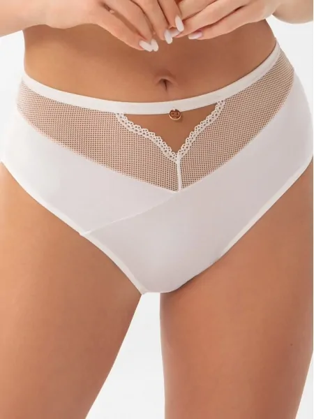 Високі трусики з сітчастим декором Gorsenia Ida K901 Cream