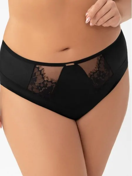 Жіночі чорні трусики міді з мереживним декором Gorsenia Evia K938 Black