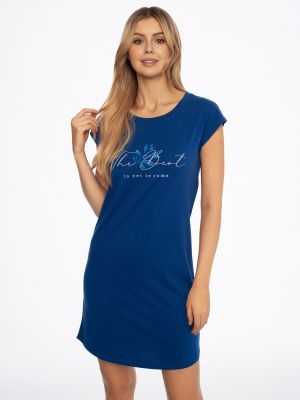 Бавовняна жіноча нічнушка для затишку та елегантності / коротка домашня сукня з принтом на грудях Henderson Arly 41297