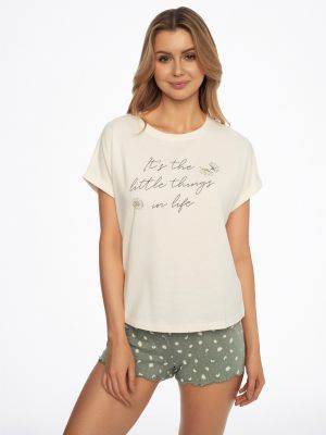 text_img_altWomen's Cute Wide Sleeve Print and Ruffle Cotton Knit Shorts and Tee Pajama Set Henderson Adore 41303text_img_after1