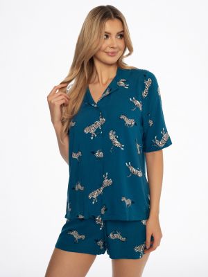 Women’s Comfortable Button-Up Top and Loose Viscose Shorts Pajama Set Henderson Airy 41305