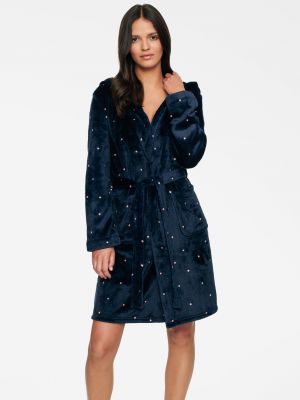 text_img_altWomen's short warm velor bathrobe with polka dots and a hood Henderson Ladies Hogan 40148text_img_after1
