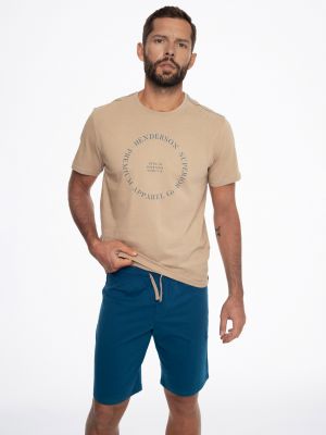 Пижама мужская для беззаботных снов / хлопковый домашний комплект: футболка с надписью на груди и шорты с регулировкой на талии Henderson Earth 41292