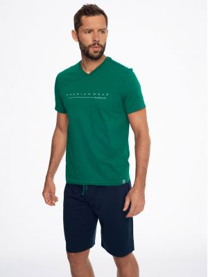 Пижама мужская / домашний комплект из хлопка: футболка с нежным принтом на груди и шорты Henderson Emmet 41290