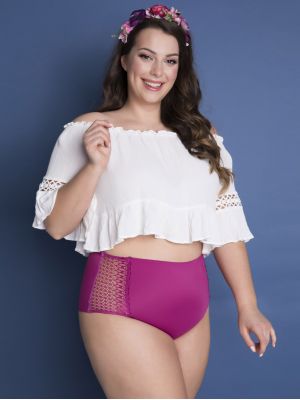 Women's midi high waist panties with flat seams Julimex Opal
