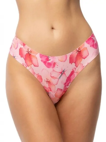 Женские бесшовные трусики бразилиана Julimex Mallow Simple Brasil с принтом розовых цветов