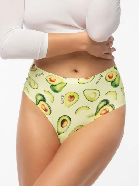Жіночі високі трусики бразиліана з яскравим принтом Julimex Avocado Simple Brasil Maxi
