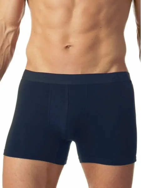 Men's solid bamboo boxer briefs with wide waistband Key MXH 005