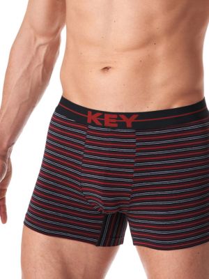 A set of men's striped cotton boxer shorts in a sporty style Key MXH 356 B23