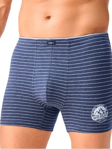 Key MXH 621 B26 Men's Boxers - Thin Stripe with Decorative Print